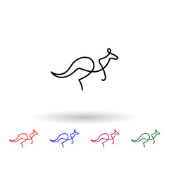 Kangaroo one line multi color icon. Simple thin line, outline vector of animals one line icons for ui and ux, website or mobile application