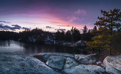 State park sunset  with lake view