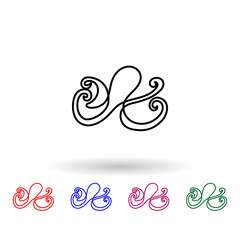 Octopus one line multi color icon. Simple thin line, outline vector of animals one line icons for ui and ux, website or mobile application