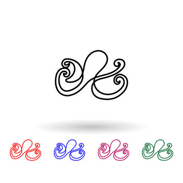 Octopus one line multi color icon. Simple thin line, outline vector of animals one line icons for ui and ux, website or mobile application