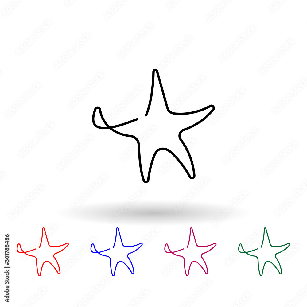 Poster sea star one line multi color icon. simple thin line, outline vector of animals one line icons for u