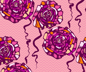 Seamless floral pattern with roses hand drawing decorative background. Vector Illustration. Print for textile, cloth, wallpaper, scrapbooking