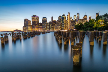 New York city skyline at night