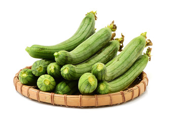 fresh loofah on the white background