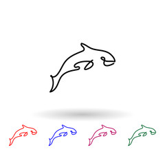 Whale one line multi color icon. Simple thin line, outline vector of animals one line icons for ui and ux, website or mobile application on white background