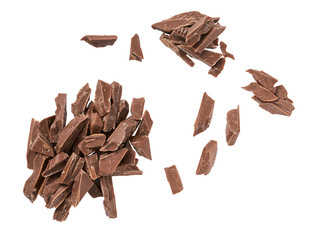 milk chocolate broken isolated on a white background