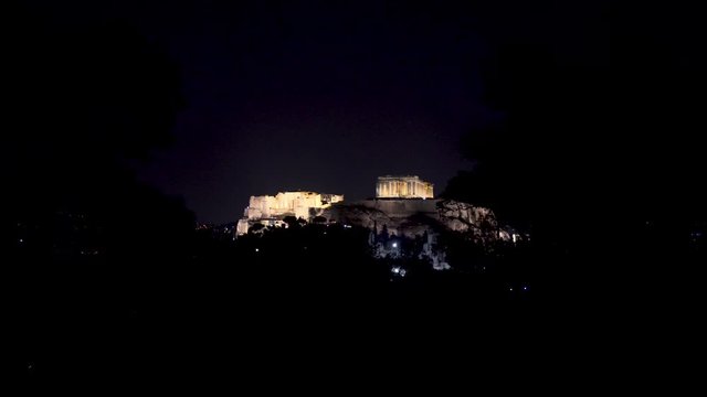 Parthenon in Athen bei Nacht