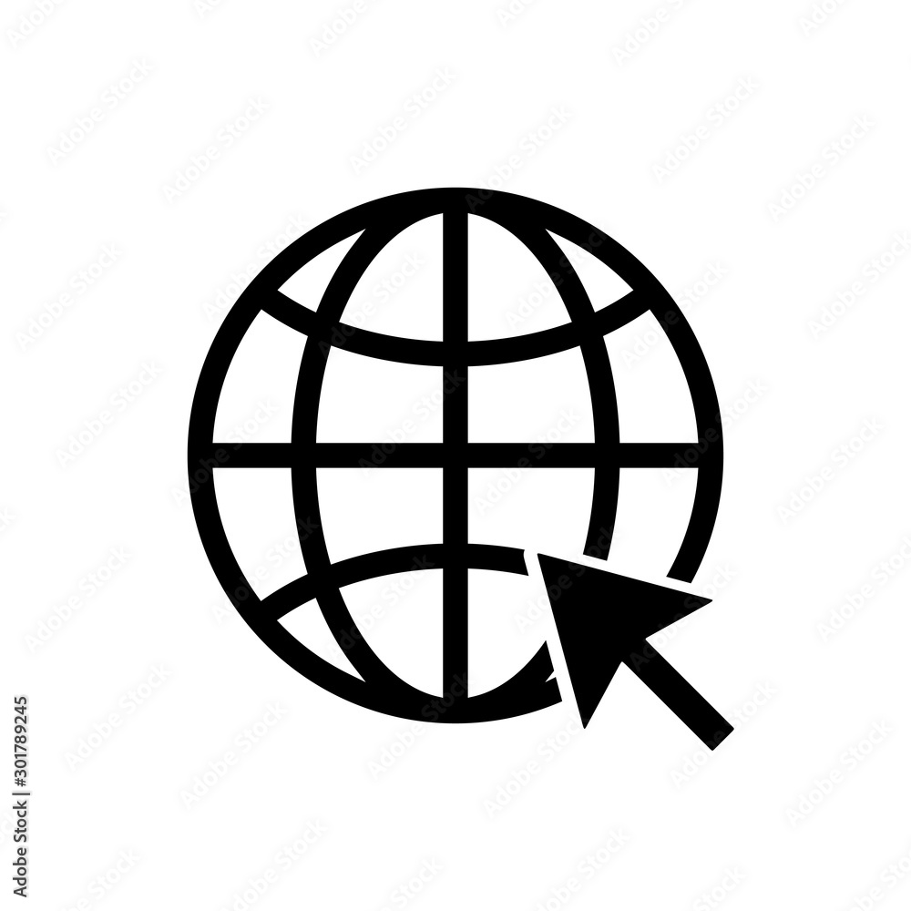 Aufkleber Web icon. WWW sign. Search www vector icon. Web hosting technology. Globe hyperlink icon. Isolated vector. Browser search website page.