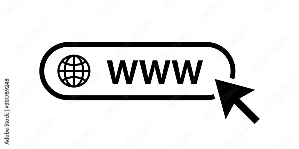 Poster web icon. www sign. search www vector icon. web hosting technology. globe hyperlink icon. isolated v
