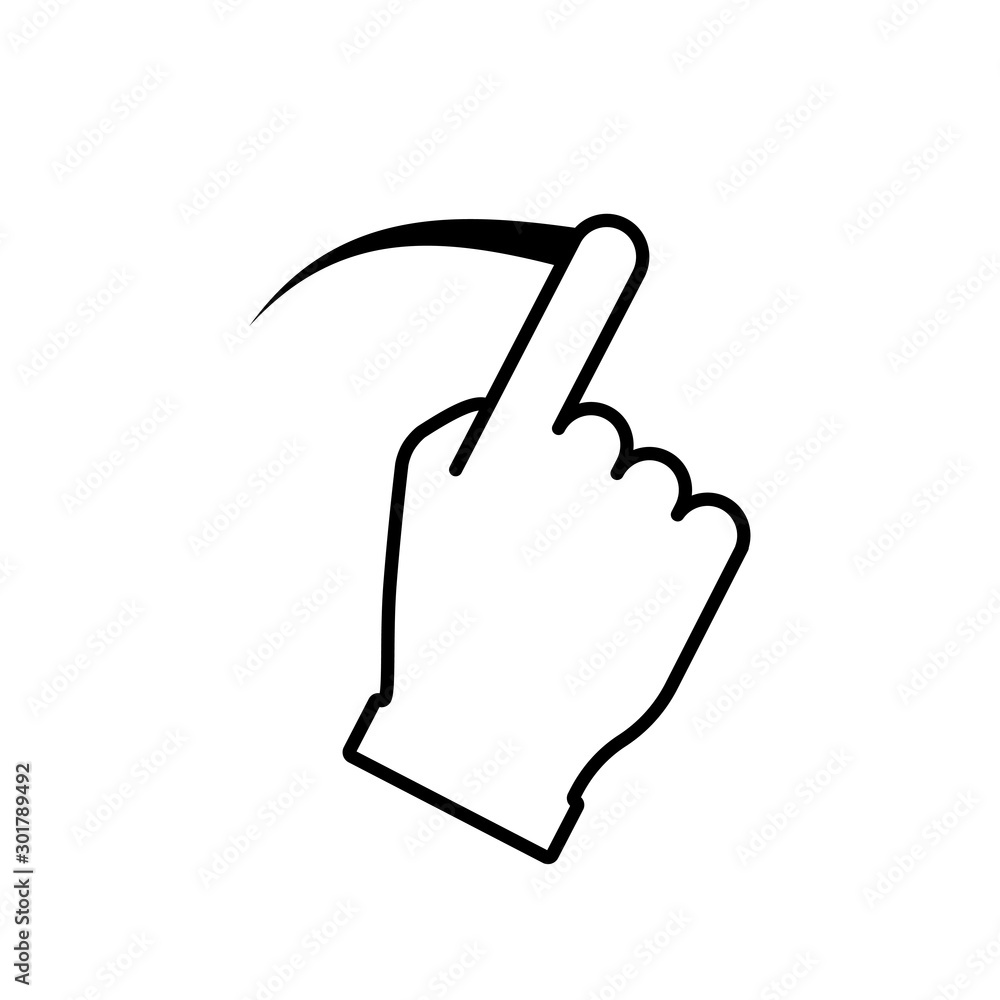 Poster hand swipe in linear style vector isolated icon. finger touch outline vector icon. swipe up icon. mo