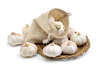 fresh garlic isolated on white background 