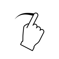 Hand swipe in linear style vector isolated icon. Finger touch outline vector icon. Swipe up icon. Mobile device concept. Vector pointer finger click. Finger touch screen.