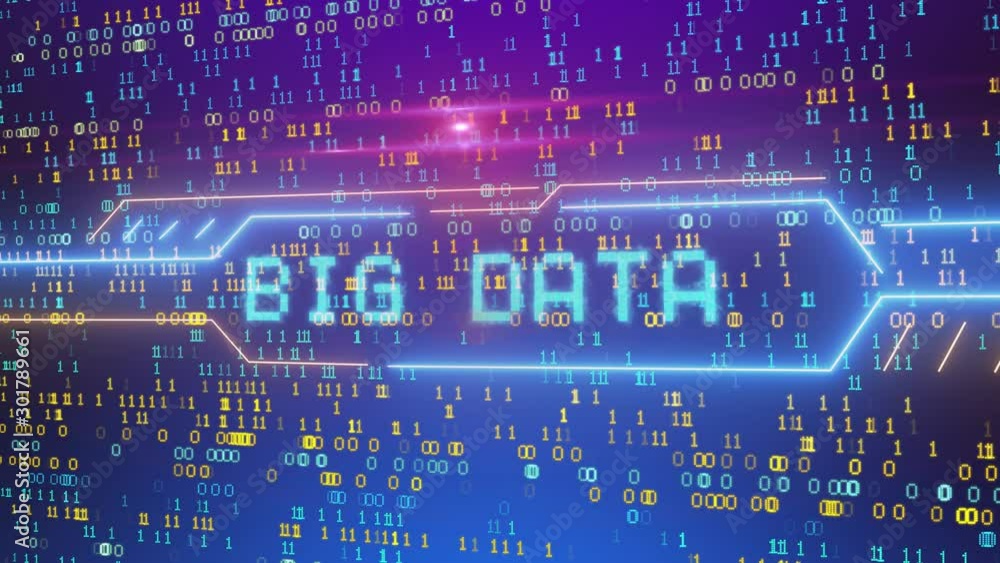 Aufkleber big data and information flowing through cyberspace. 4k uhd technology video loop.