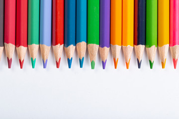 School supplies background with copyspace for back to school theme.