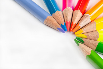 School supplies background with copyspace for back to school theme.