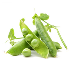 Fresh peas isolated on white background 