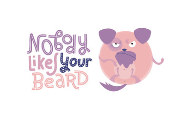 Don't touch me - funny, comical, black humor quote with angry round dog. Unique flat textured illustration in cartoon style with lettering for social media, poster,greeting card, banner, textile, mug