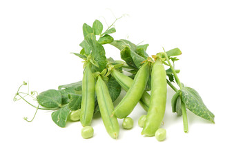 Fresh peas isolated on white background 