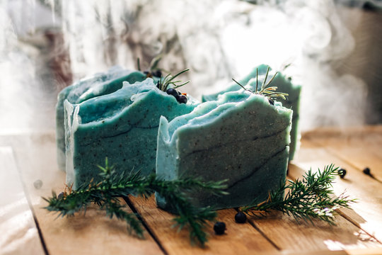 Seasonal pine handmade soap