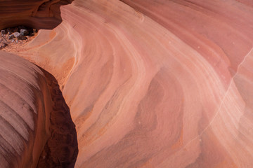 Close up of small slot-like canyon in Valley of Fire State Park in Nevada