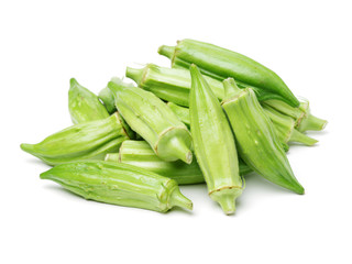 Fresh young okra isolated on white background