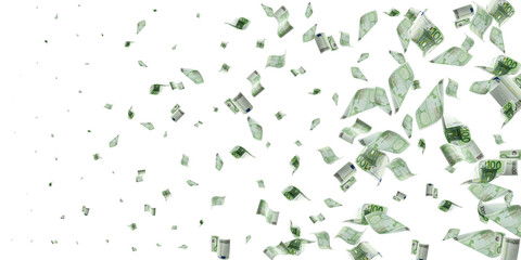 Fototapeta premium Euro money background. Banknote falling isolated textures on white background.