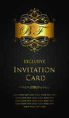 Exclusive invitation card design - gold and black style