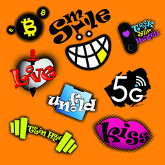 Mixed exclusive vector icons set