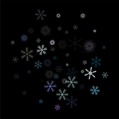 Falling down snow confetti, snowflake vector border. Festive winter, Christmas, New Year sale background. Cold weather, winter storm, scatter texture. Hipster snowfall falling snowflakes cool confetti