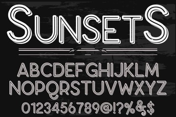 Alphabet Font. Typography style 3D urban digital, typeface  logo design. vector illustration sunsets