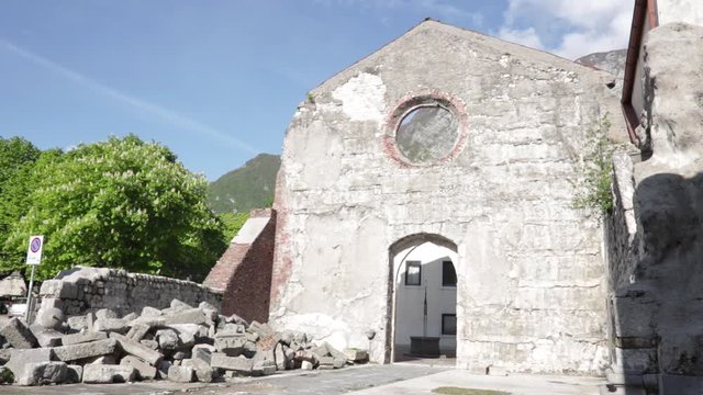 ruins of old church in Venzone, cultural heritage of a famous italian village