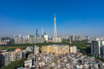 aerial view of Guangzhou Zhujiang New Town financial district, Guangdong, China.