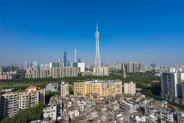 Fotobehang aerial view of Guangzhou Zhujiang New Town financial district, Guangdong, China. © AS_SleepingPanda