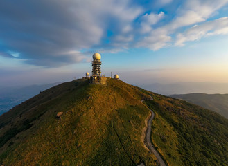 Fototapeta na wymiar Mt. Dai Mo Shan and weather radar site at dawn