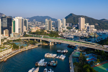 Aerial view of Aberdeen Typhoon Shelters and Ap Lei Chau, Hong Kong