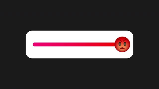 Animation 4k video. Slider with angry face for social media isolated on black and green background