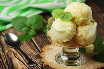 Ice cream scoops in an ice cream bowl	