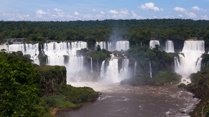 Waterfall Cataratas del Iguazu on Iguazu River, Brazil