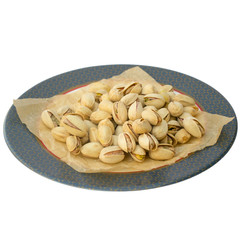 pistachios in a plate without background