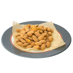 almonds in a plate with no background