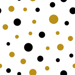 Simple gold black circle seamless pattern vector