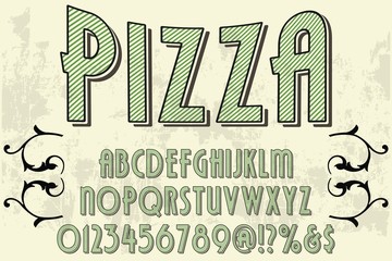 Obraz premium Grunge font typeface vector named vintage pizza Vector illustration