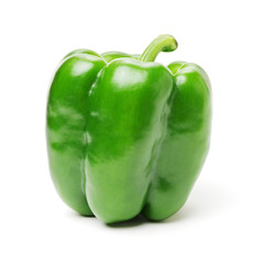 fresh green bell pepper (capsicum) on a white background
