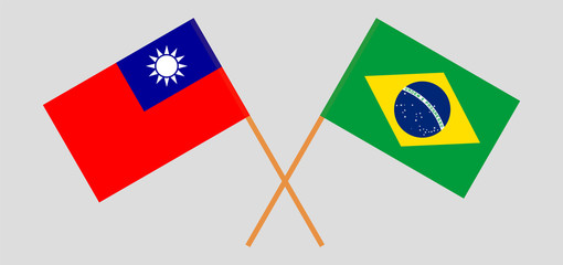 Crossed flags of Taiwan and Brazil