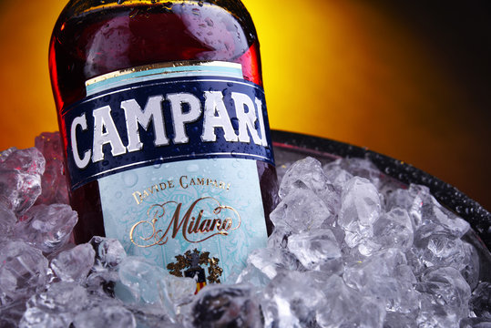 Bottle of Campari, an alcoholic liqueur from Italy
