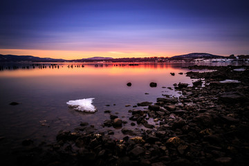 sunset over the lake