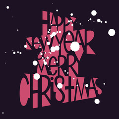Happy New Year and Merry Christmas lettering