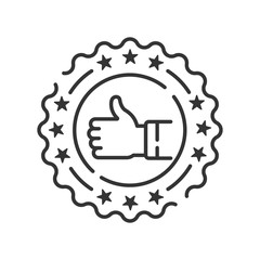 Approved stamp color line icon. Successful check concept. Certified, validation element.