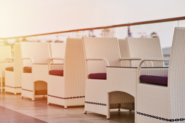 Empty terrace with a table and chairs outdoor