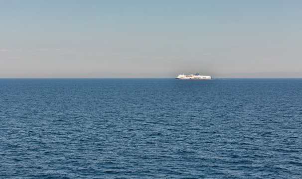 Grimaldi Lines ferry ship in the open sea.